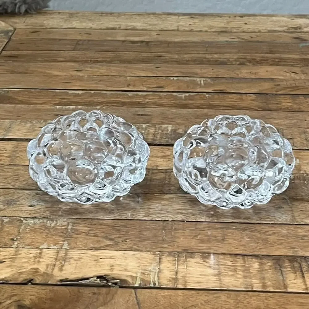 Orrefors Raspberry Crystal Glass Votive Candle Holders (2) 4